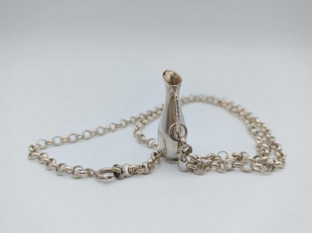 Zilveren jasseronketting met zilveren kan hanger, 63 cm., Met hanger, Gebruikt, Info@zilverwebsite.nl, Verzenden