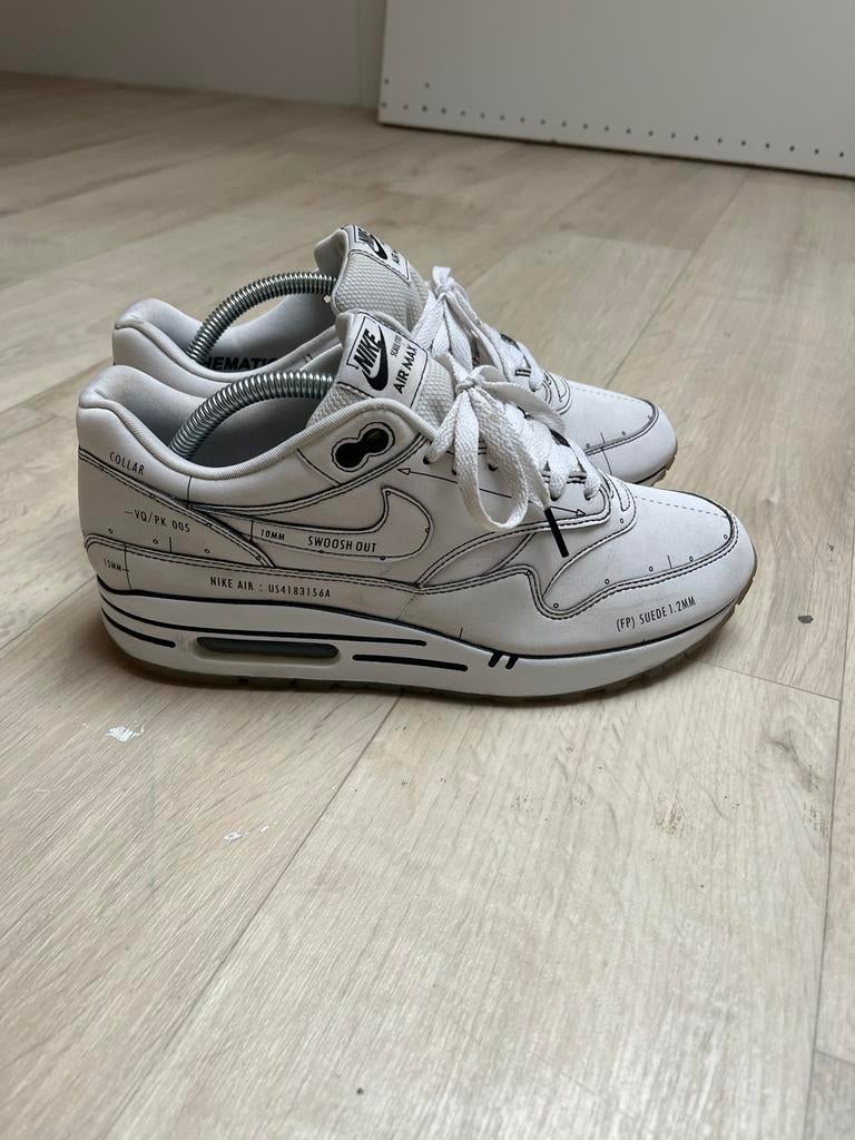 Nike Air Max 1 Sketch to Shelf - Maat 42.5, Wit, Ophalen of Verzenden, Sneakers of Gympen, Gedragen