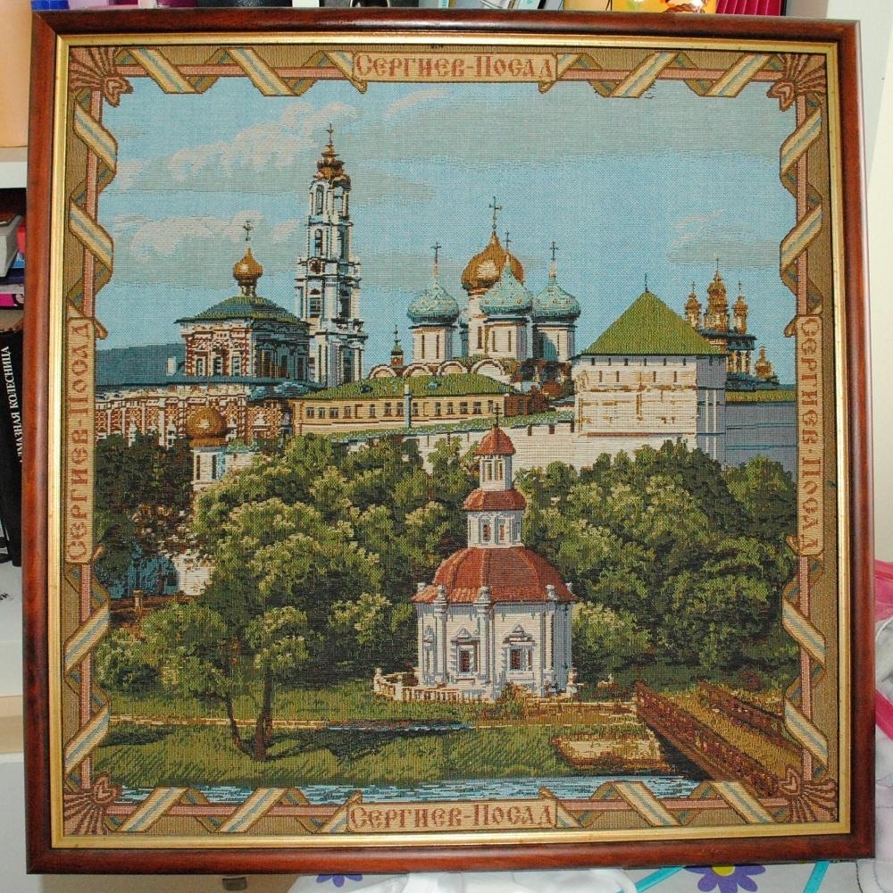 Gobelin schilderij van Russische kerken met lijst 50x50 cm, Ophalen of Verzenden