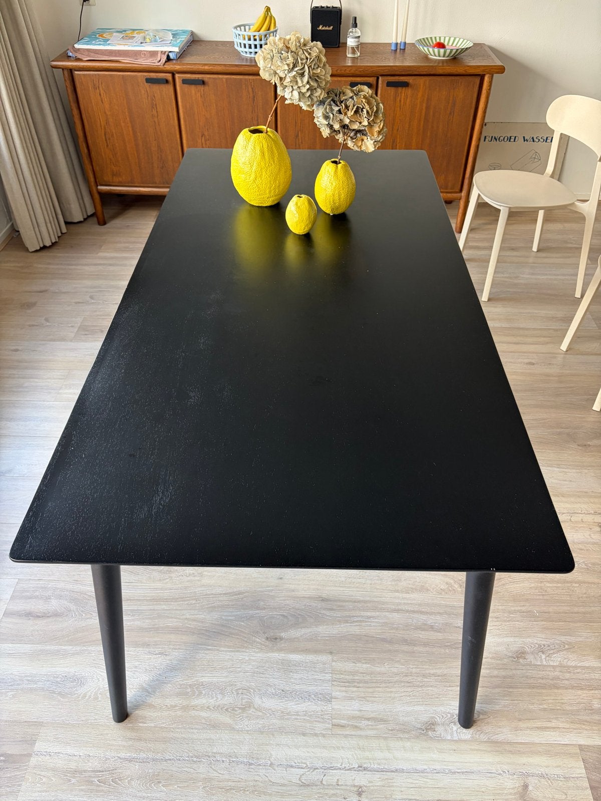 Zwarte eetkamertafel Loods 5 - 180x90x75 cm, Huis en Inrichting, Gebruikt, 150 tot 200 cm, Rechthoekig, 50 tot 100 cm