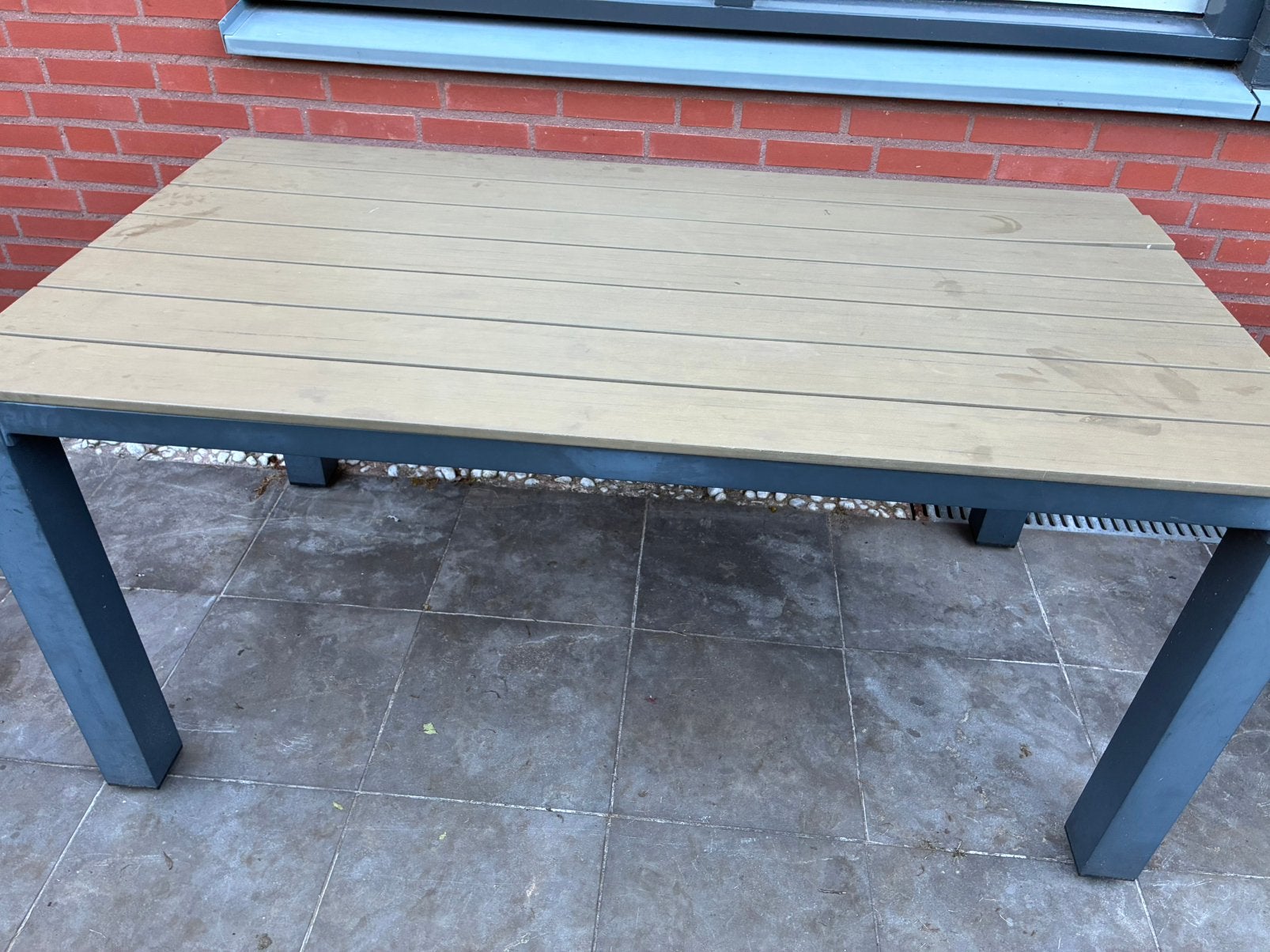 Tuintafel met 4 standenstoelen, Ophalen, Gebruikt, Rechthoekig, Metaal