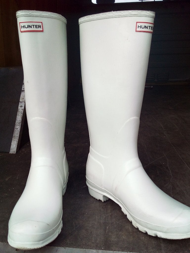 originele witte regenlaarzen hunter maat 47  uk, Wit, Ophalen of Verzenden, Regenlaarzen, Hunter