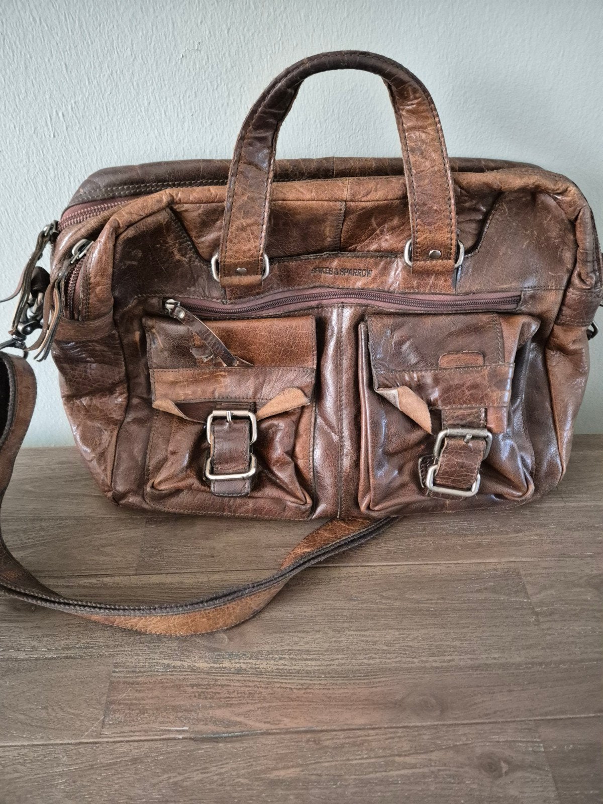 Spikes & Sparrow Leren Handtas/Schoudertas - Bruin, Ophalen, Gebruikt, Bruin, Handtas