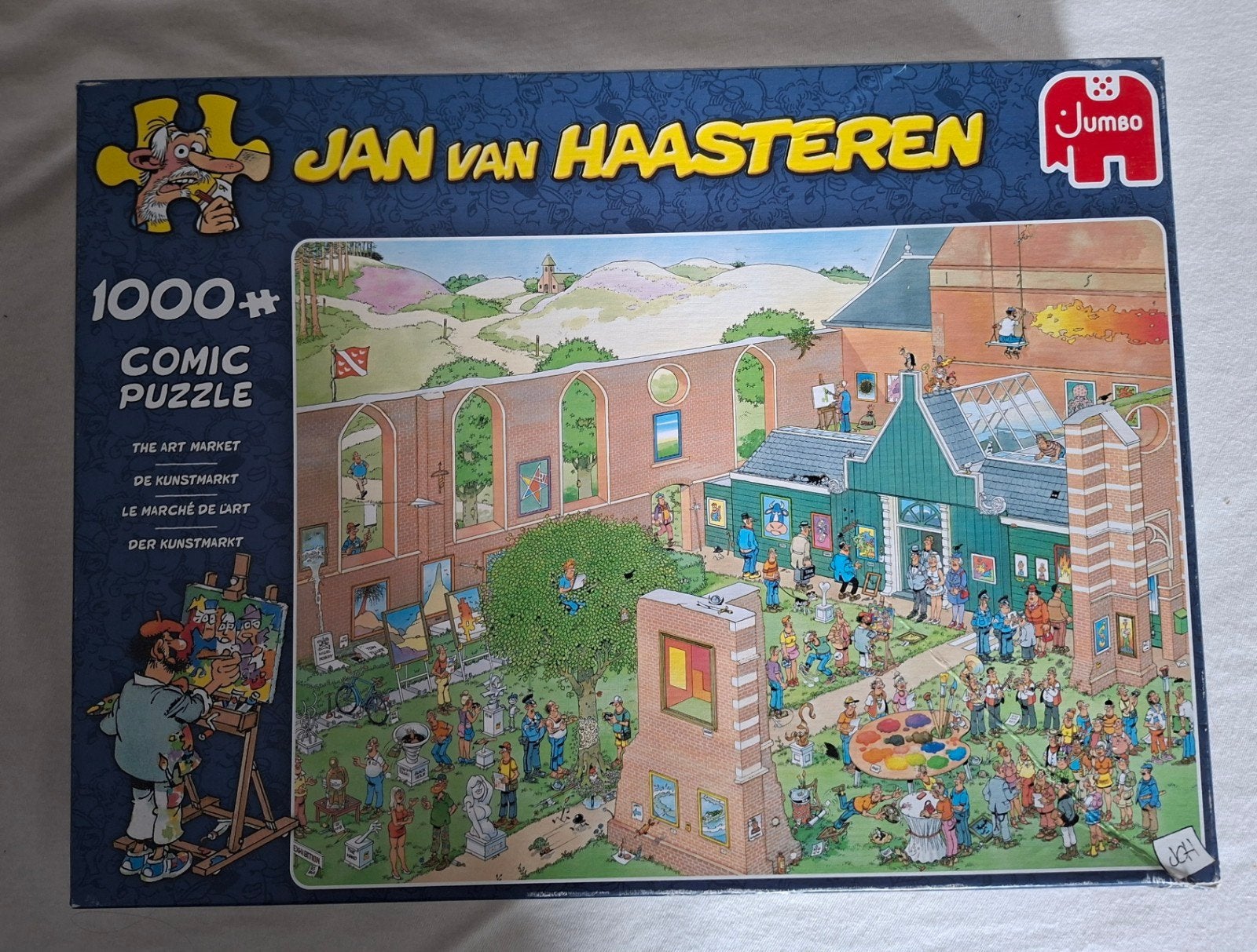 Jan van Haasteren puzzel 1000 stukjes- De kunstmarkt, Ophalen of Verzenden, 500 t/m 1500 stukjes, Zo goed als nieuw