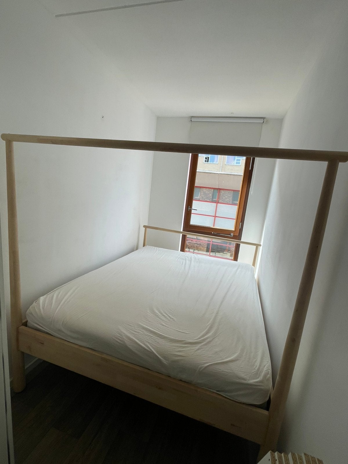 Ikea Gjoera bed incl. Lattenbodems, Ophalen, Beige, Tweepersoons, Zo goed als nieuw