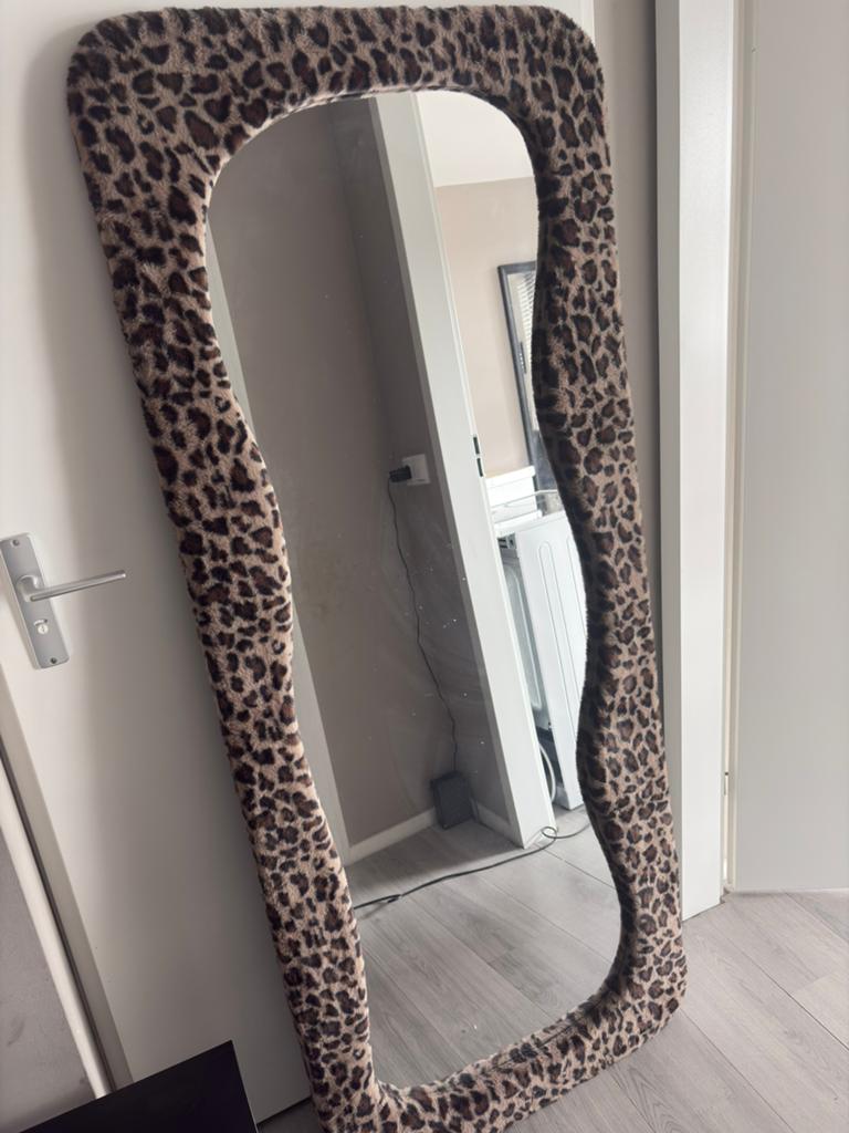Passpiegel luipaard, Huis en Inrichting, Woonaccessoires | Spiegels, Ophalen, Zo goed als nieuw, 150 tot 200 cm, Rechthoekig