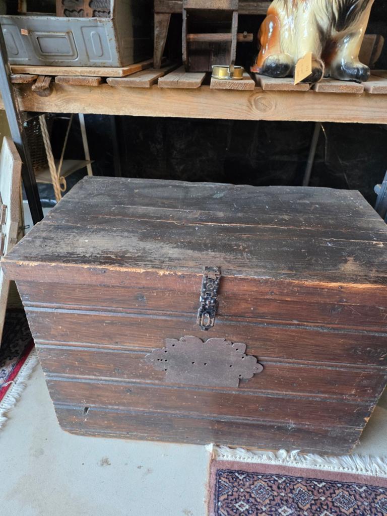 Antieke houten dekenkist, Ophalen, Minder dan 50 cm, Gebruikt, 50 tot 100 cm