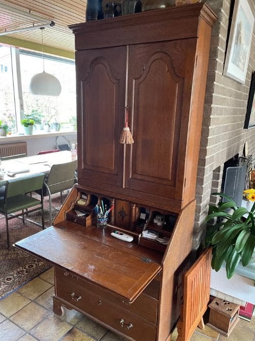 Antieke eikenhouten secretaire, Antiek en Kunst, Ophalen