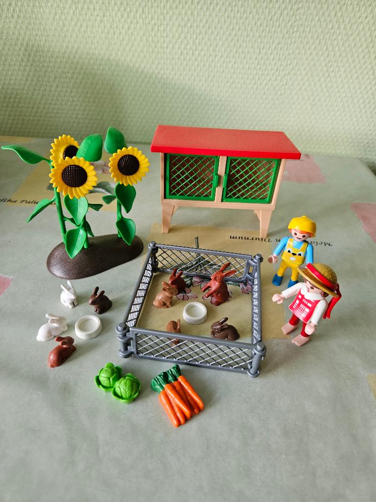 Playmobil 3075  Konijnenhok met zonnebloemen  compleet, Ophalen of Verzenden, Zo goed als nieuw, Complete set