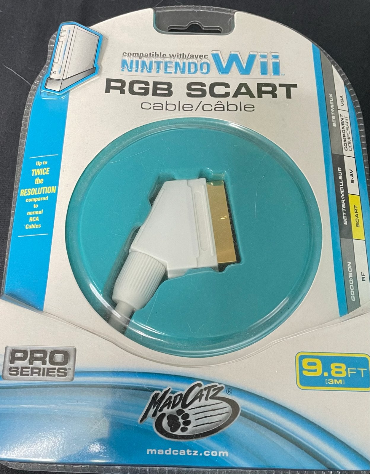 Mad Catz RGB SCART Kabel voor Nintendo Wii - 3 meter, Ophalen of Verzenden, Nieuw, Wii, Oplader of Kabel
