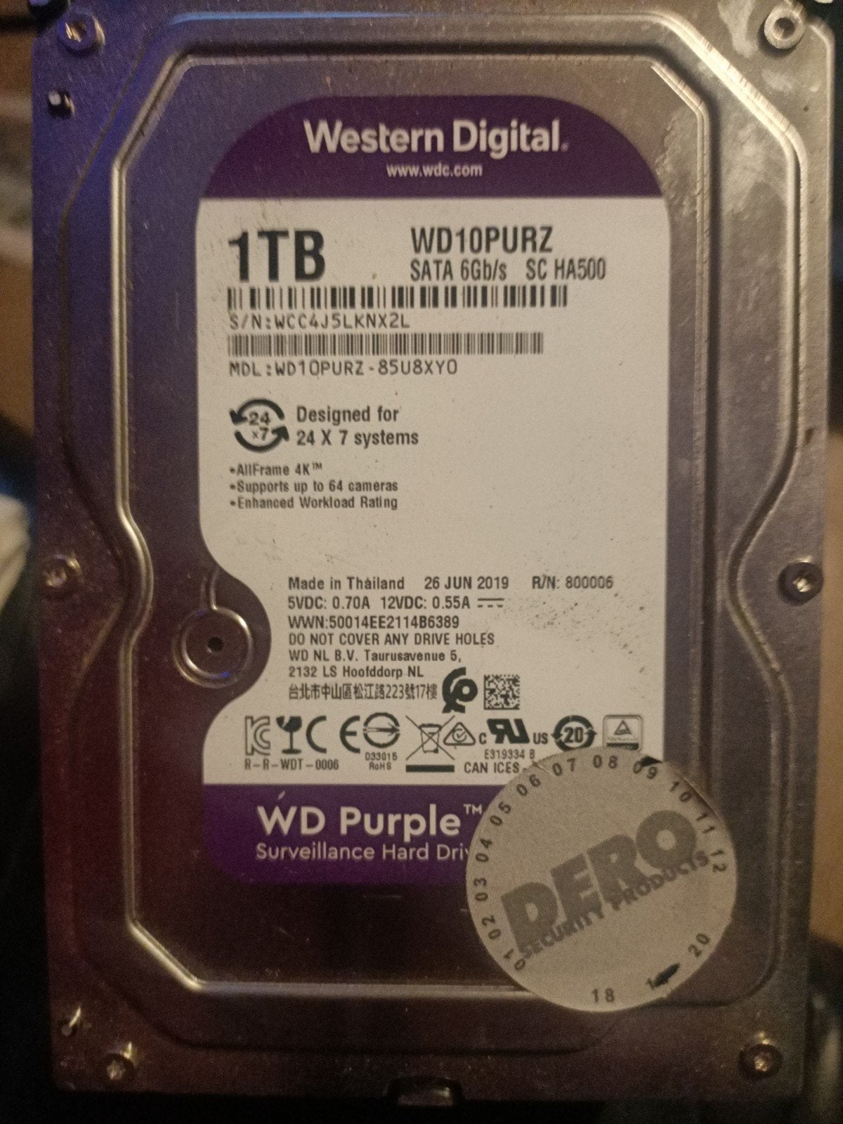Western Digital WD Purple 1TB Surveillance Hard Drive, Computers en Software, Intern, Ophalen of Verzenden, 1TB, Desktop