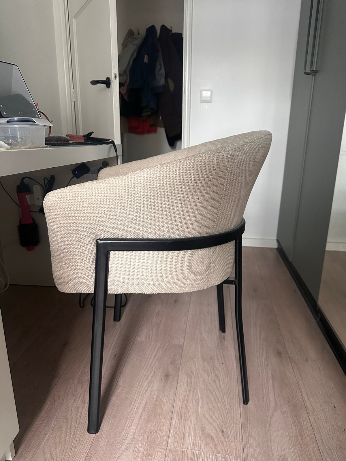 Luxe eetkamerstoel / fauteuil Leen Bakker Luigi, Ophalen, Overige kleuren, Zo goed als nieuw, Metaal
