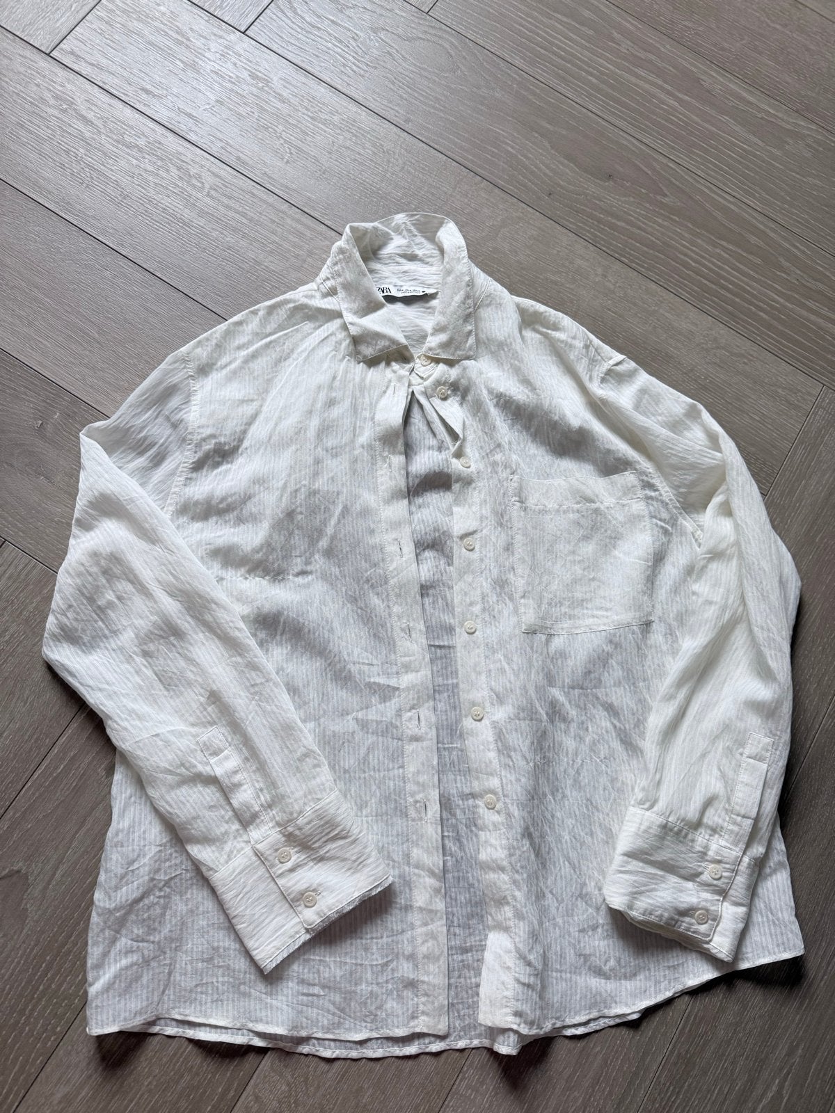 Zara witte blouse met streepjespatroon, Kleding | Dames, Ophalen of Verzenden, Zo goed als nieuw, Wit