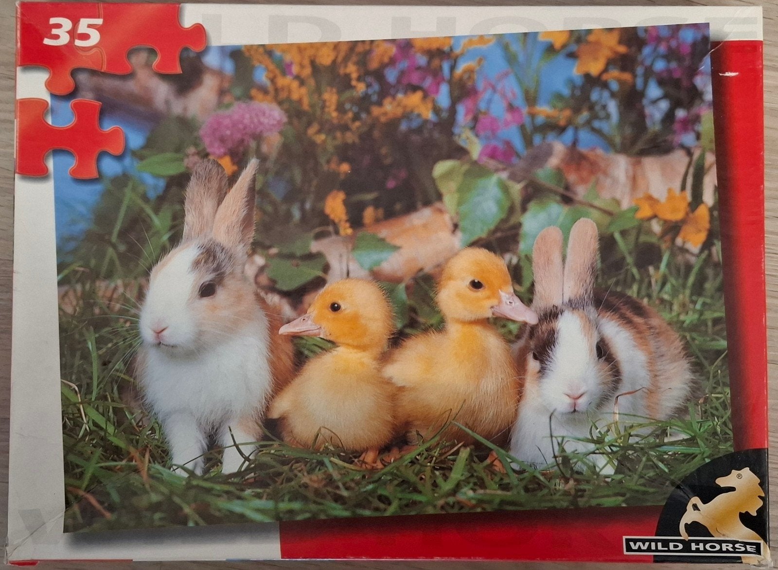 Dierenpuzzel 35 stukjes - Konijnen en eendjes, Ophalen of Verzenden, 10 tot 50 stukjes, Gebruikt, 2 tot 4 jaar