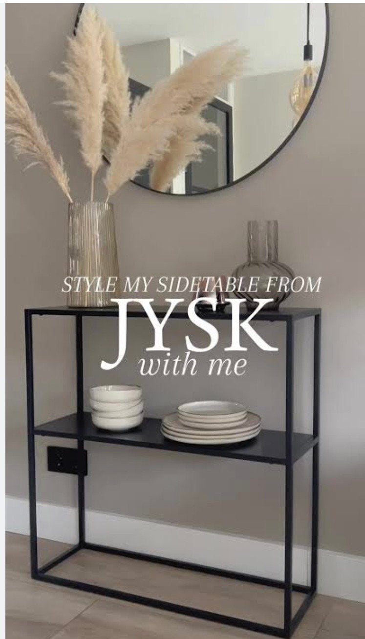 zwarte sidetable met spiegel - JYSK VIRUM, Huis en Inrichting, Tafels | Sidetables, Ophalen, 50 tot 100 cm, Zo goed als nieuw