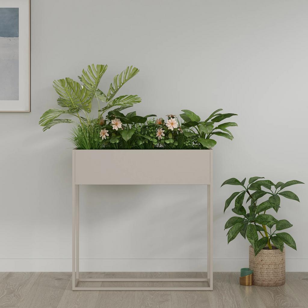 Plantenstandaard Joensuu 80x80x25 cm, lichtgrijs, Tuin en Terras, Bloembakken en Plantenbakken, Ophalen, Nieuw, Binnen, Metaal