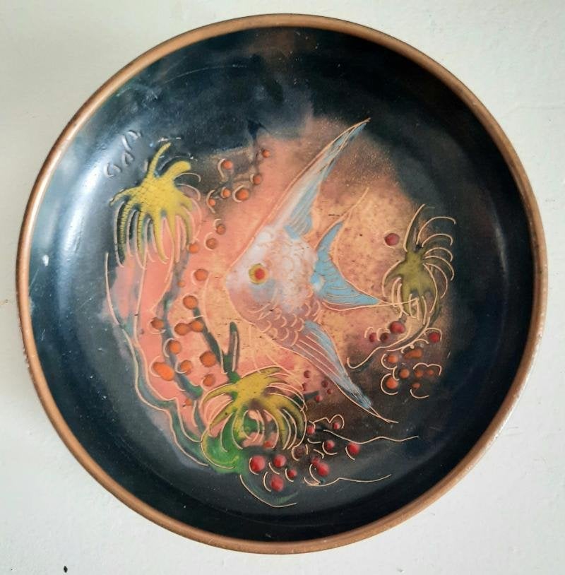 Koperen bordje emaille sagitta holland maanvis, Ophalen of Verzenden