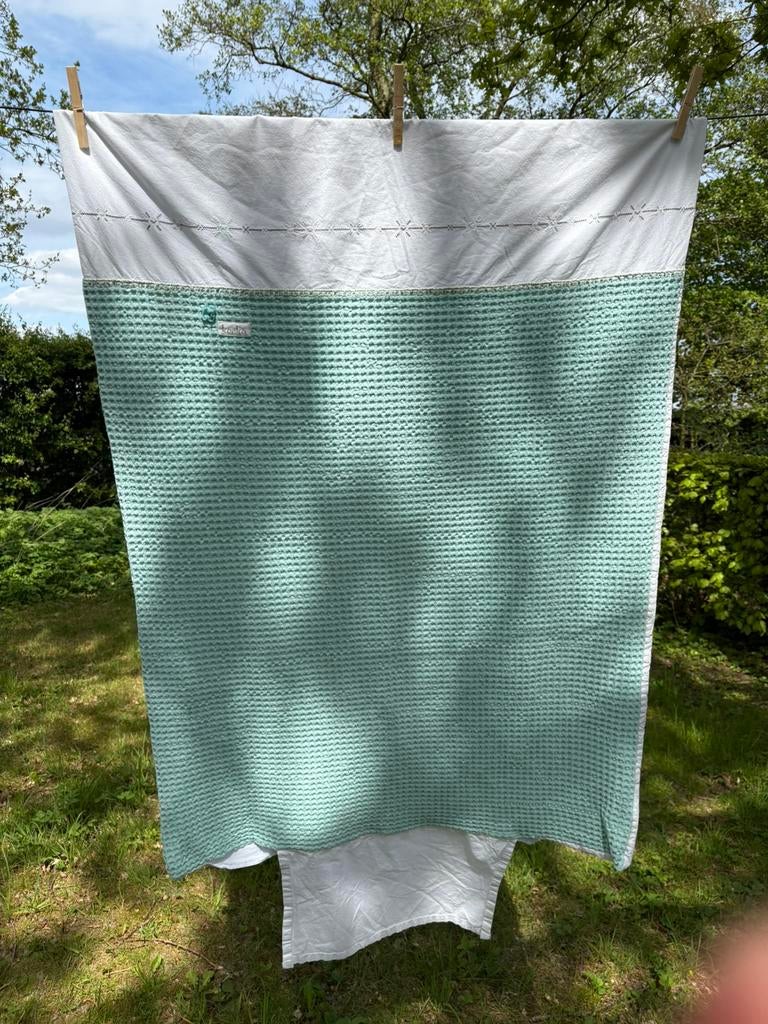 Koeka ledikant deken aqua zee blauw, Ophalen of Verzenden, Zo goed als nieuw, 100 cm of meer, Deken