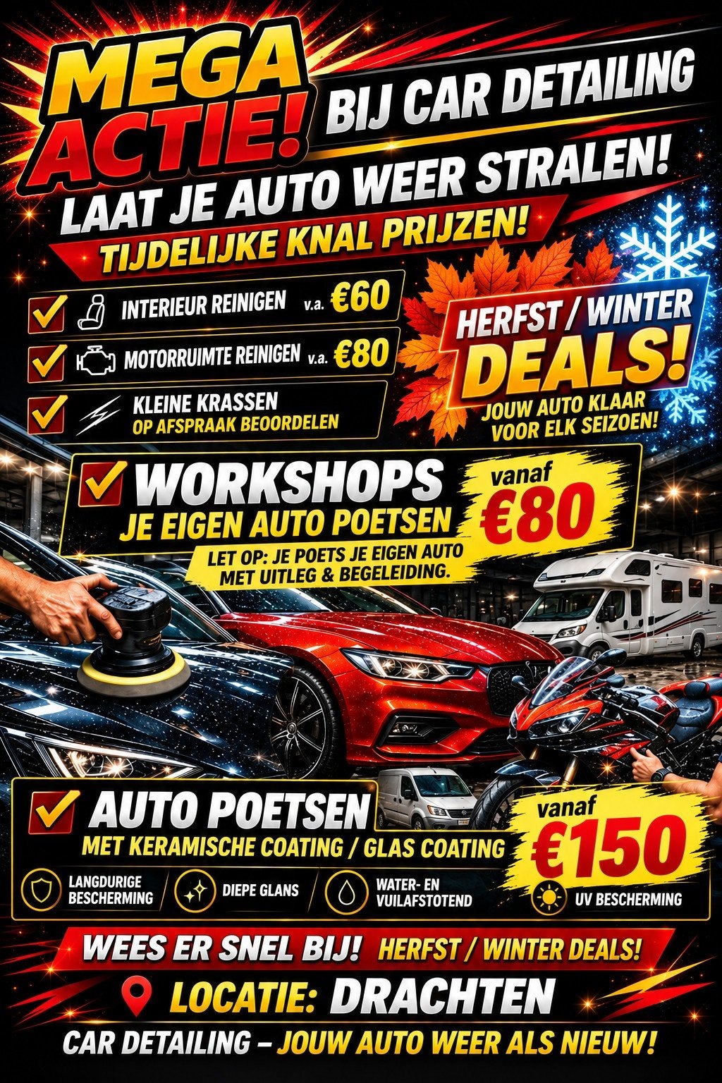 Auto,motoren, campers, boten, caravans hoog glans polijsten