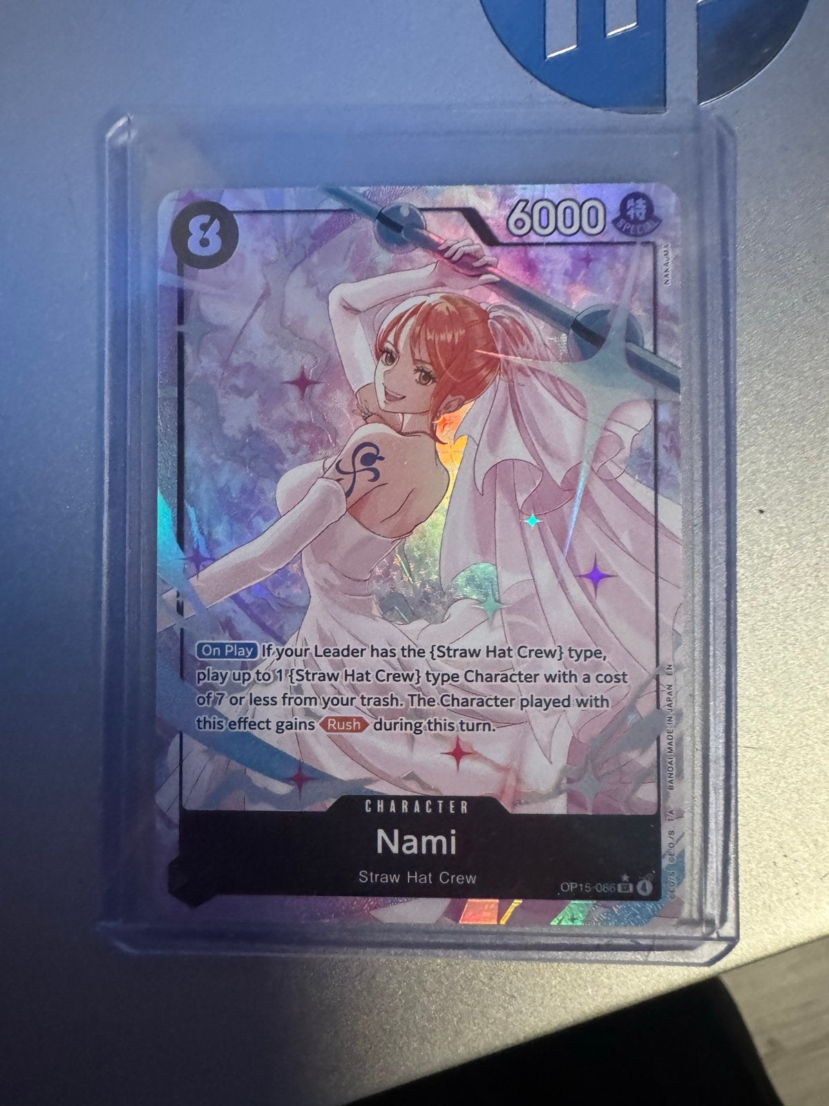 One Piece Kaart OP-15 Nami Wedding Engelse Versie, Ophalen of Verzenden, Zo goed als nieuw, Losse kaart, Foil