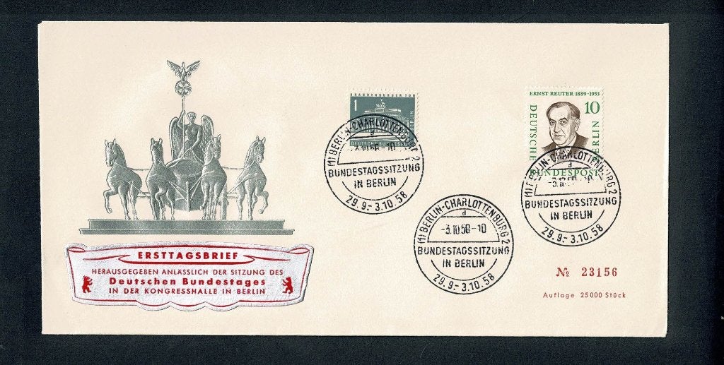 FDC : Berlijn - Heruitgegeven n.a.v. Deutschen Bundestage in, Verzenden, Onbeschreven, Europa