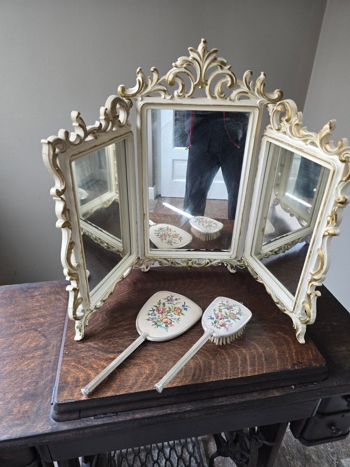 Vintage spiegelset met borstel - Antiek en sierlijk, Ophalen