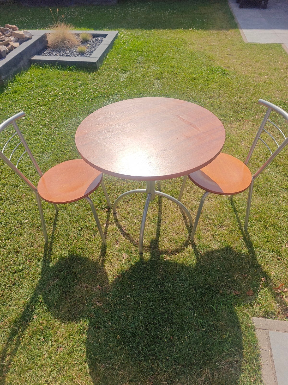 Ronde tafel 80 cm met 2 stoelen, Ophalen, Gebruikt, 50 tot 100 cm, Rond