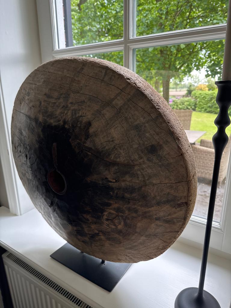 Decoratief houten wiel op standaard, Ophalen of Verzenden