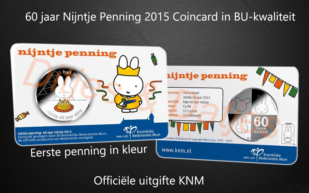 60 Jaar Nijntje penning in coincard KNM, Ophalen of Verzenden, Overige materialen