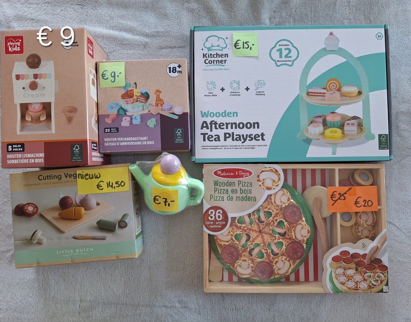 Houten keuken spulletjes tbv goed doel, Kinderen en Baby's, Speelgoed | Houten speelgoed, Ophalen of Verzenden, Nieuw, Overige typen