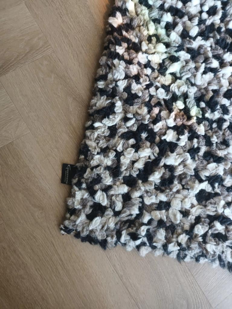 Zwart/wit/grijs /taupe vloerkleed met hoogpolige textuur, Gebruikt, Modern, hoogpolig, 200 cm of meer, Ophalen of Verzenden