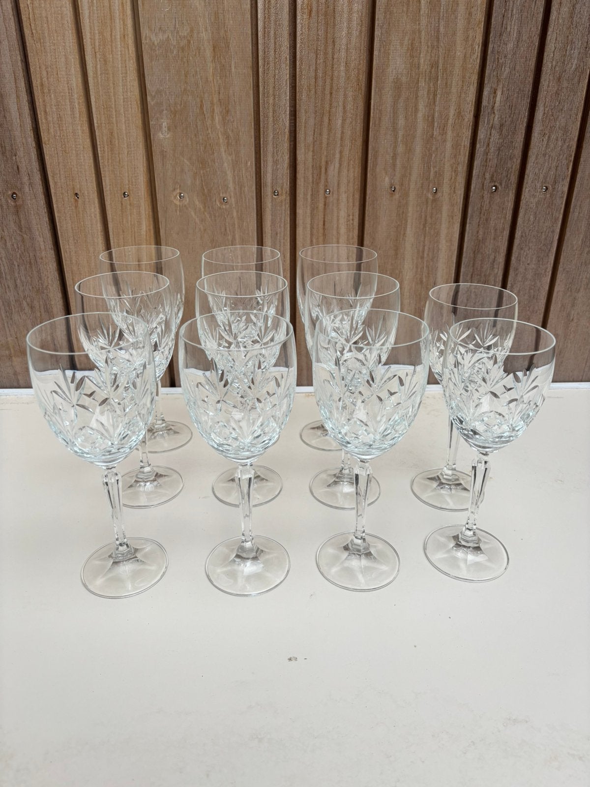 11 vintage geslepen kristallen wijnglazen – 9 grote/2 kleine, Ophalen of Verzenden
