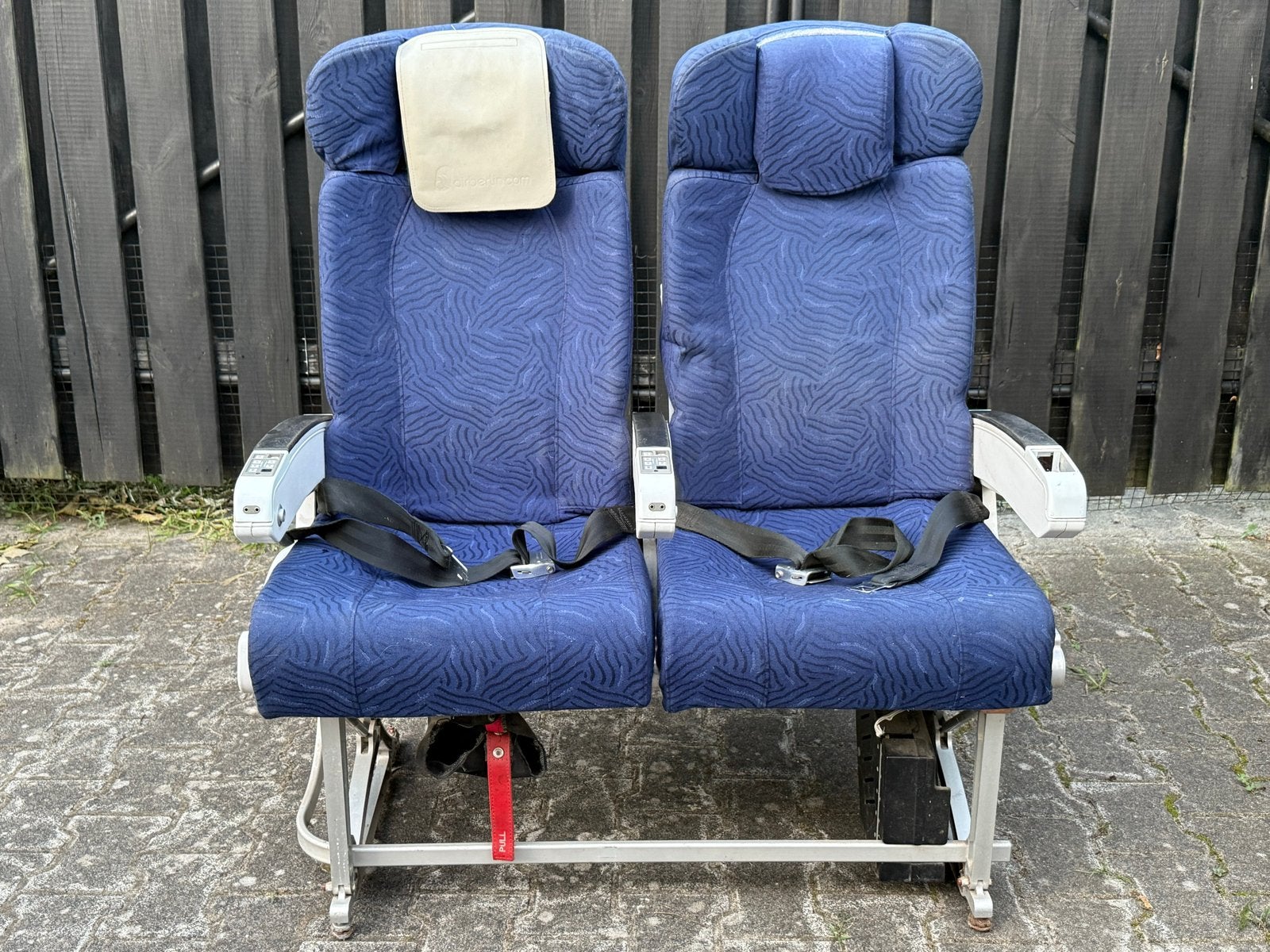 Unieke vliegtuigstoelen - Air Berlin - Set van 2 stoelen, Huis en Inrichting, Stoelen, Gebruikt, Twee, Blauw, Ophalen of Verzenden