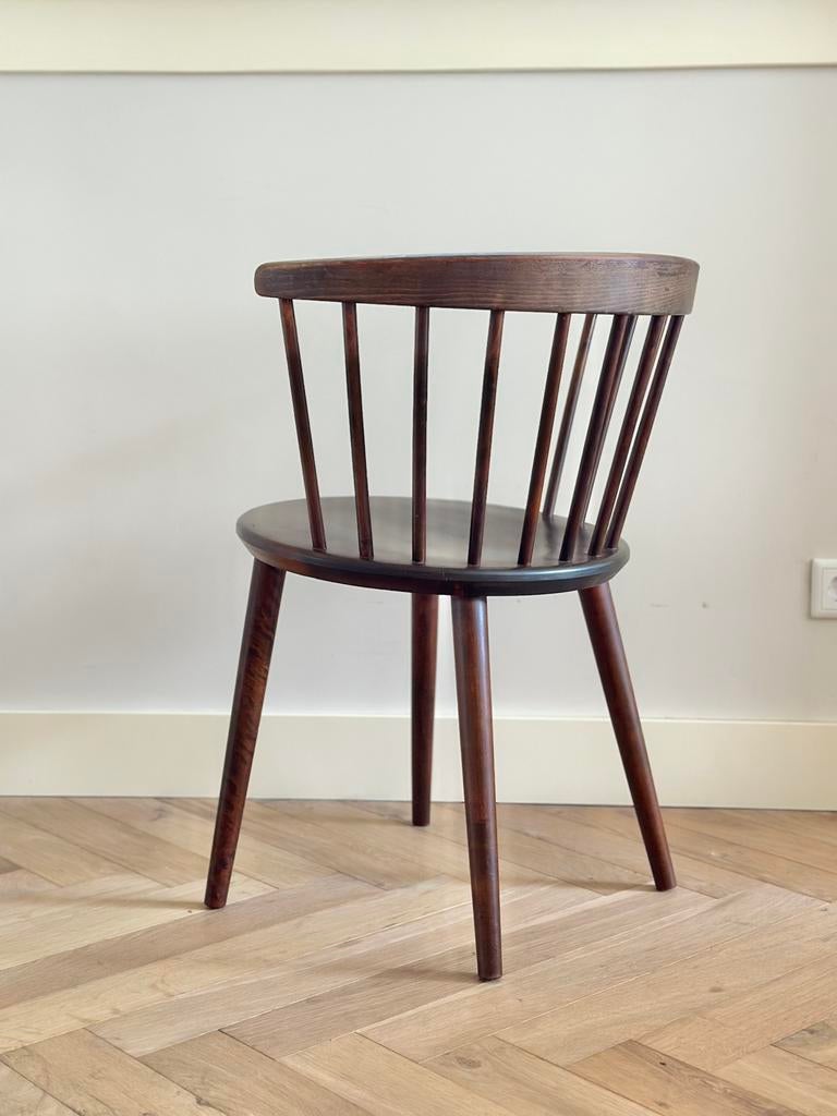 Vintage spijlen stoel Yngve Ekstrom jaren 50/60 hout design, Ophalen, Bruin, Eén, Hout