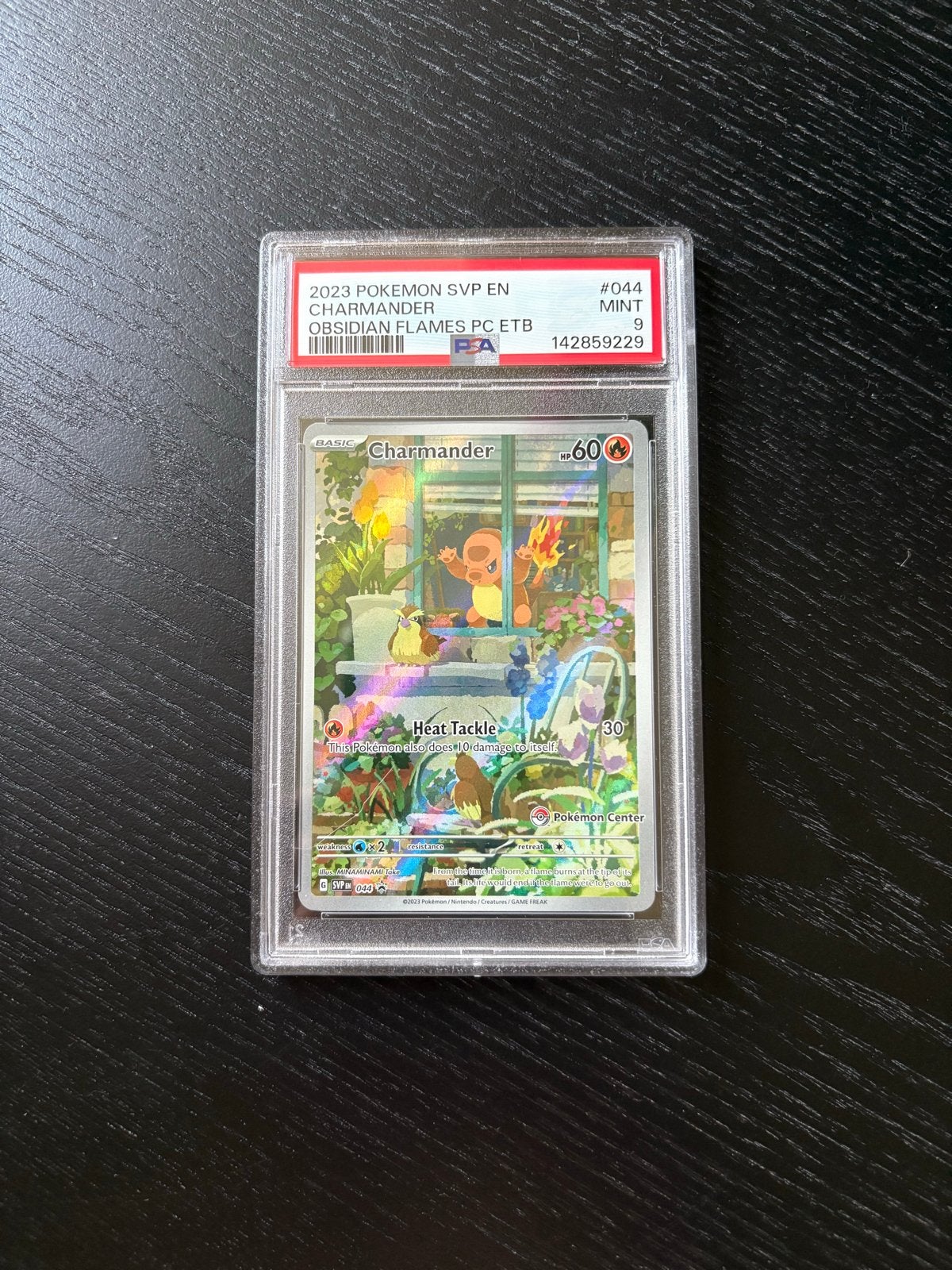 Charmander 2023 SVPObsidian Flames Pokemon center ETB PSA 9, Ophalen of Verzenden, Nieuw, Losse kaart, Foil
