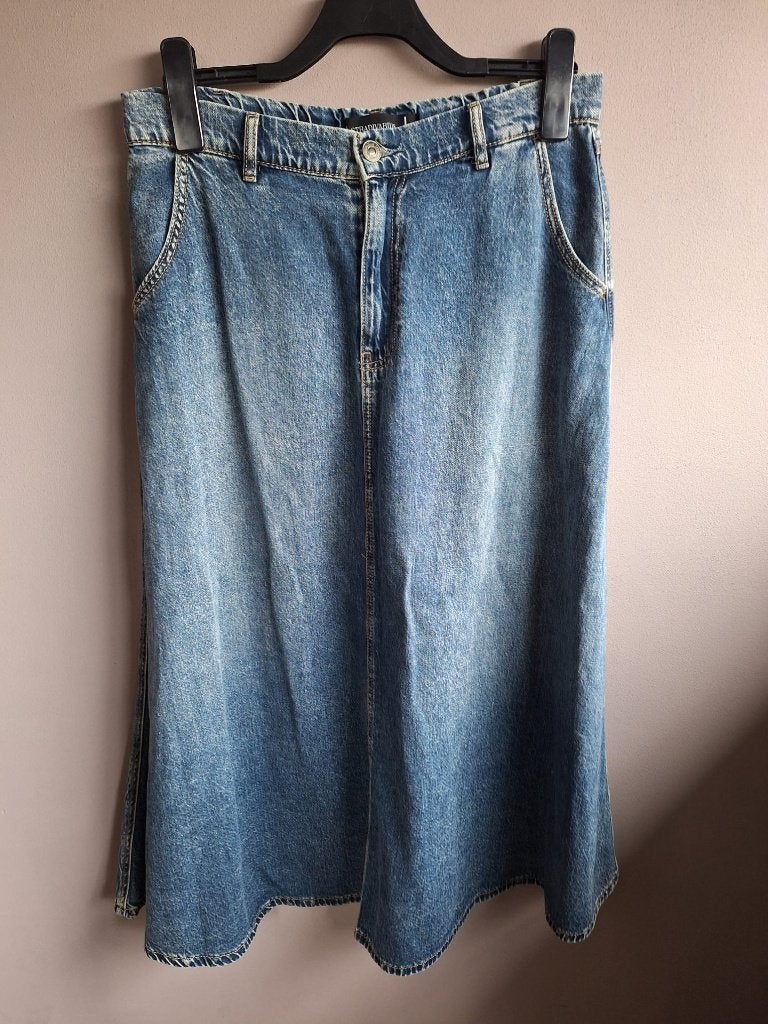 Nieuwe lange wijde jeans stretch rok van Stradivarius, L, Blauw, Maat 42/44 (L), Nieuw, Ophalen of Verzenden