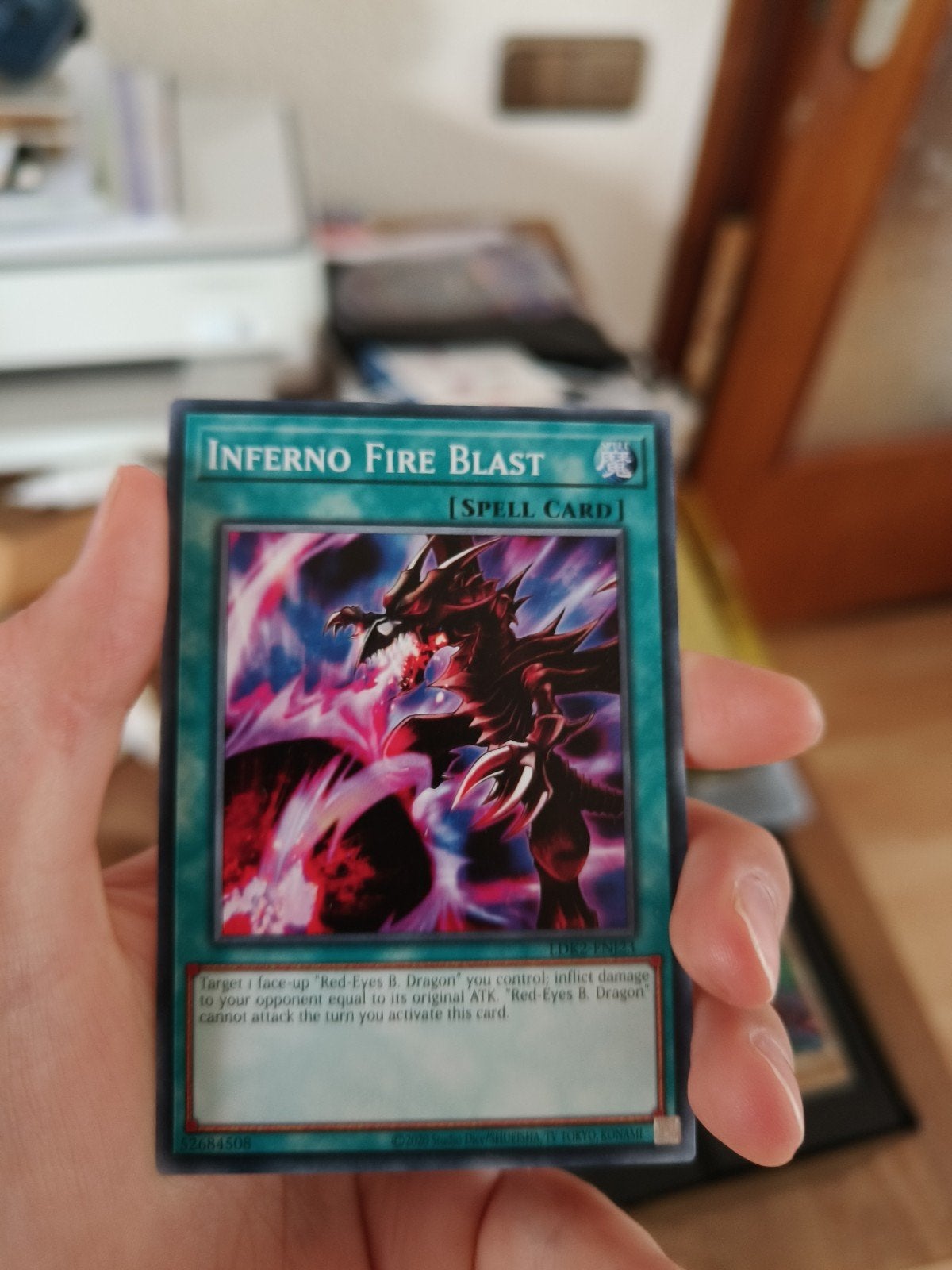 Yu-Gi-Oh! Inferno Fire Blast Spell Card, Ophalen of Verzenden, Zo goed als nieuw, Losse kaart