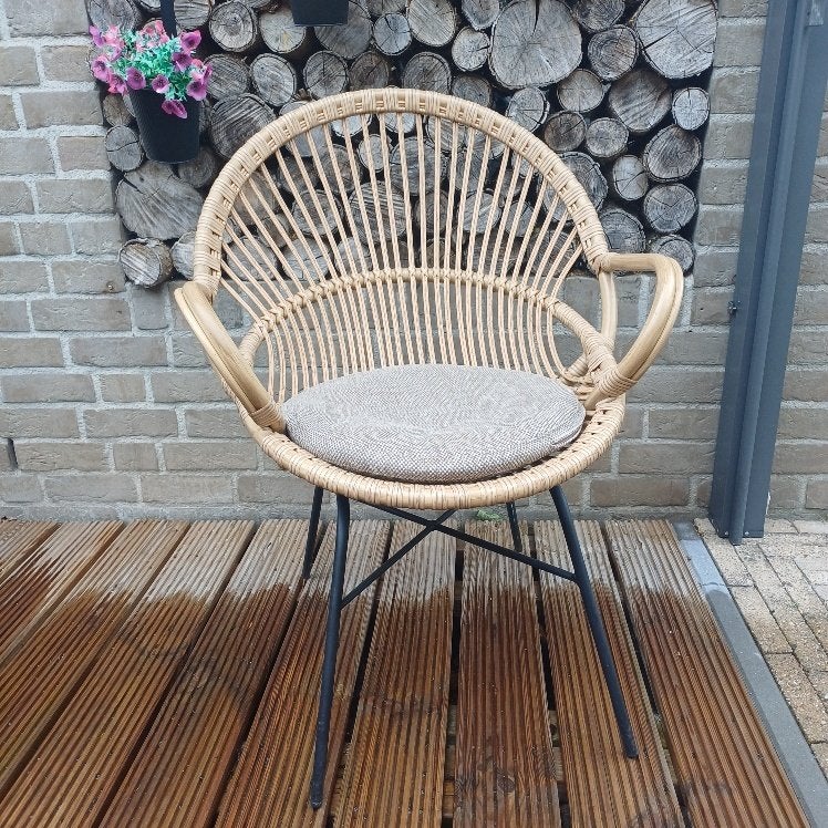 wicker armchair design Rohé Noordwolde rotan fauteuil, Ophalen, Zo goed als nieuw, Bruin, Eén