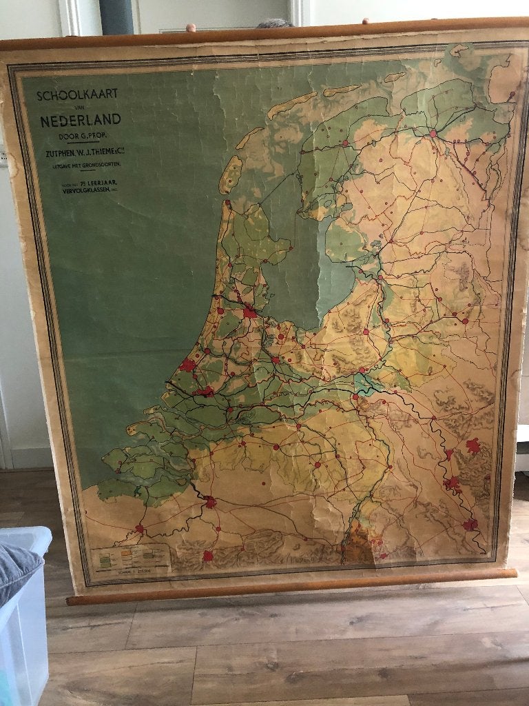 oude landkaart van Nederland - schoolkaart van Nederland, Ophalen