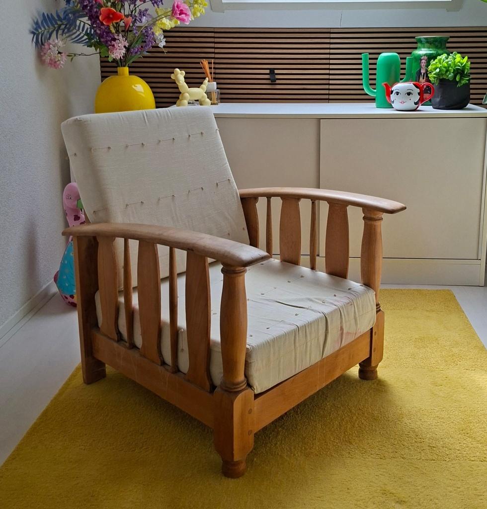 Vintage rookstoel met verstelbare leuning, Antiek en Kunst, Ophalen