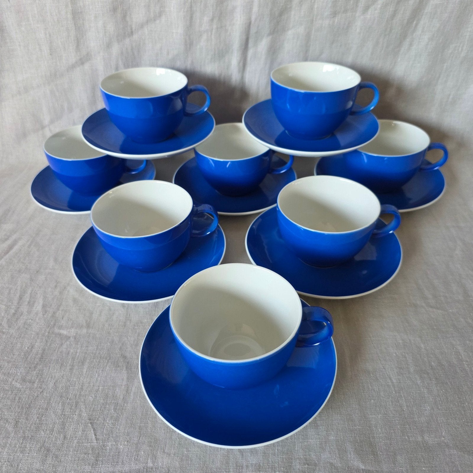 8x Vintage Thomas Germany Cobalt Blue kop en schotel, Ophalen of Verzenden