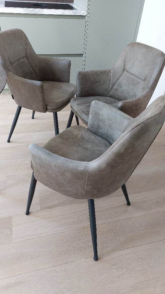 Moderne mosgroene eettafel stoelen, Ophalen, Gebruikt, Overige kleuren, Vier