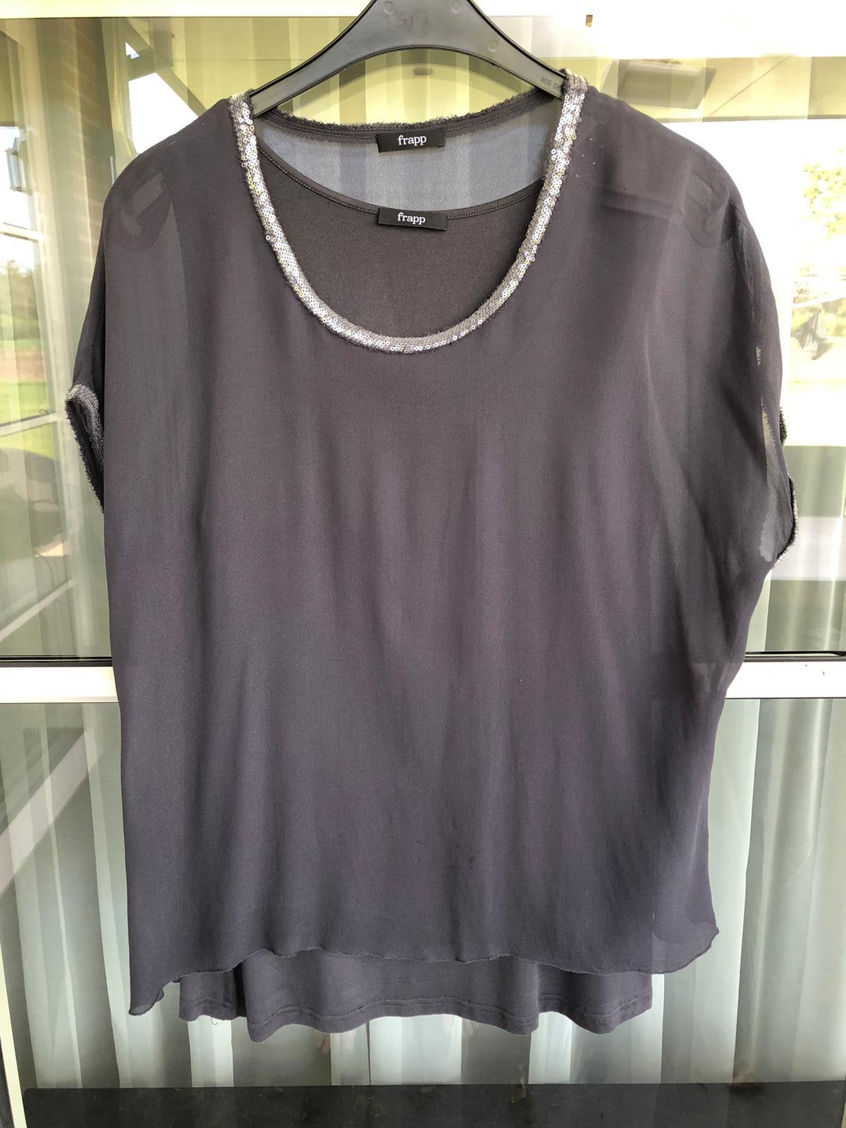 Frapp feestelijke top / blouseshirt met pailletten – maat 44, Kleding | Dames, Grote Maten, Ophalen of Verzenden, Gedragen, Grijs
