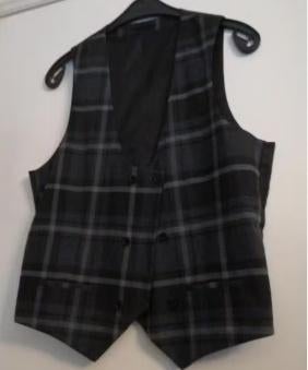 Nieuw River island Gilet spencer grijs zwart Ruiten L, Verzenden, Nieuw, Maat 52/54 (L), Zwart