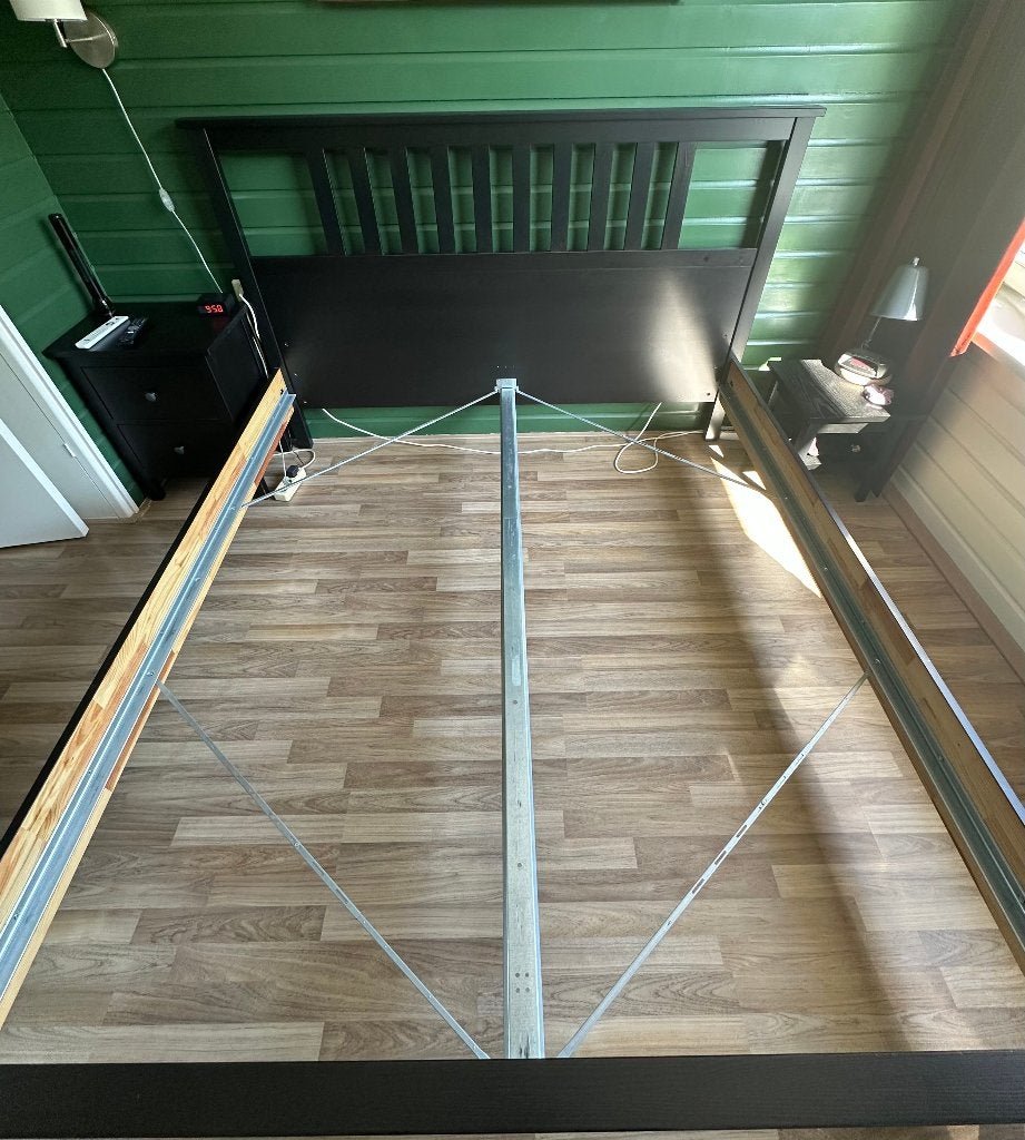 IKEA Hemnes bed bruin/zwart - 180 x 200 cm, Ophalen, Gebruikt, Zwart, Tweepersoons