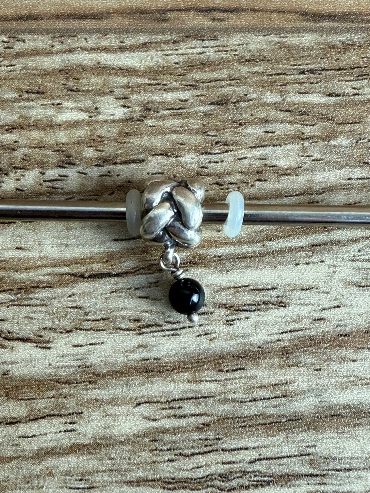 Pandora bedel hanger gevlochten zwart zilver, Ophalen of Verzenden, Zo goed als nieuw