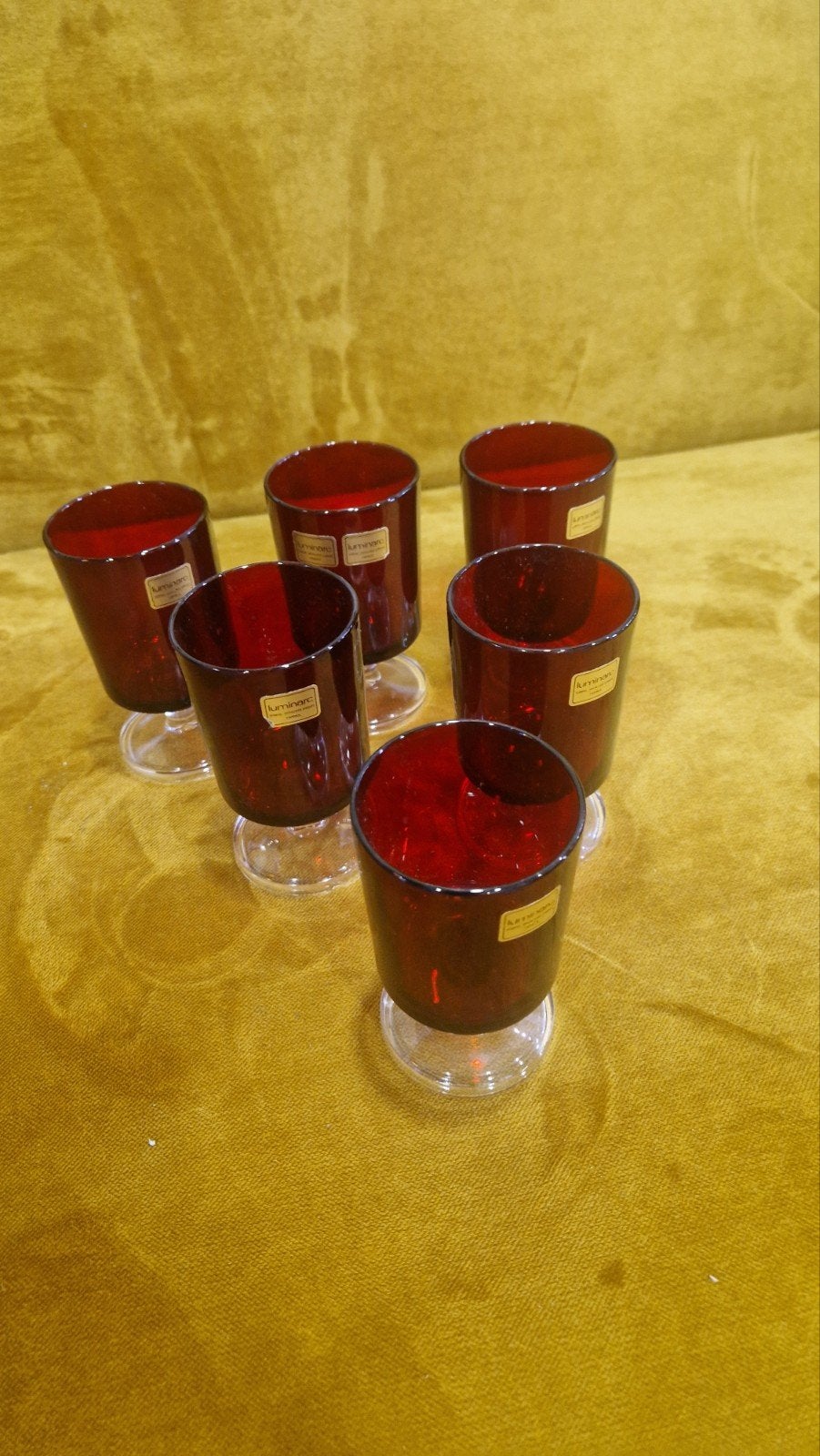Set van 6 rode Luminarc wijnglazen, Ophalen of Verzenden, Gebruikt, Glas, Rood