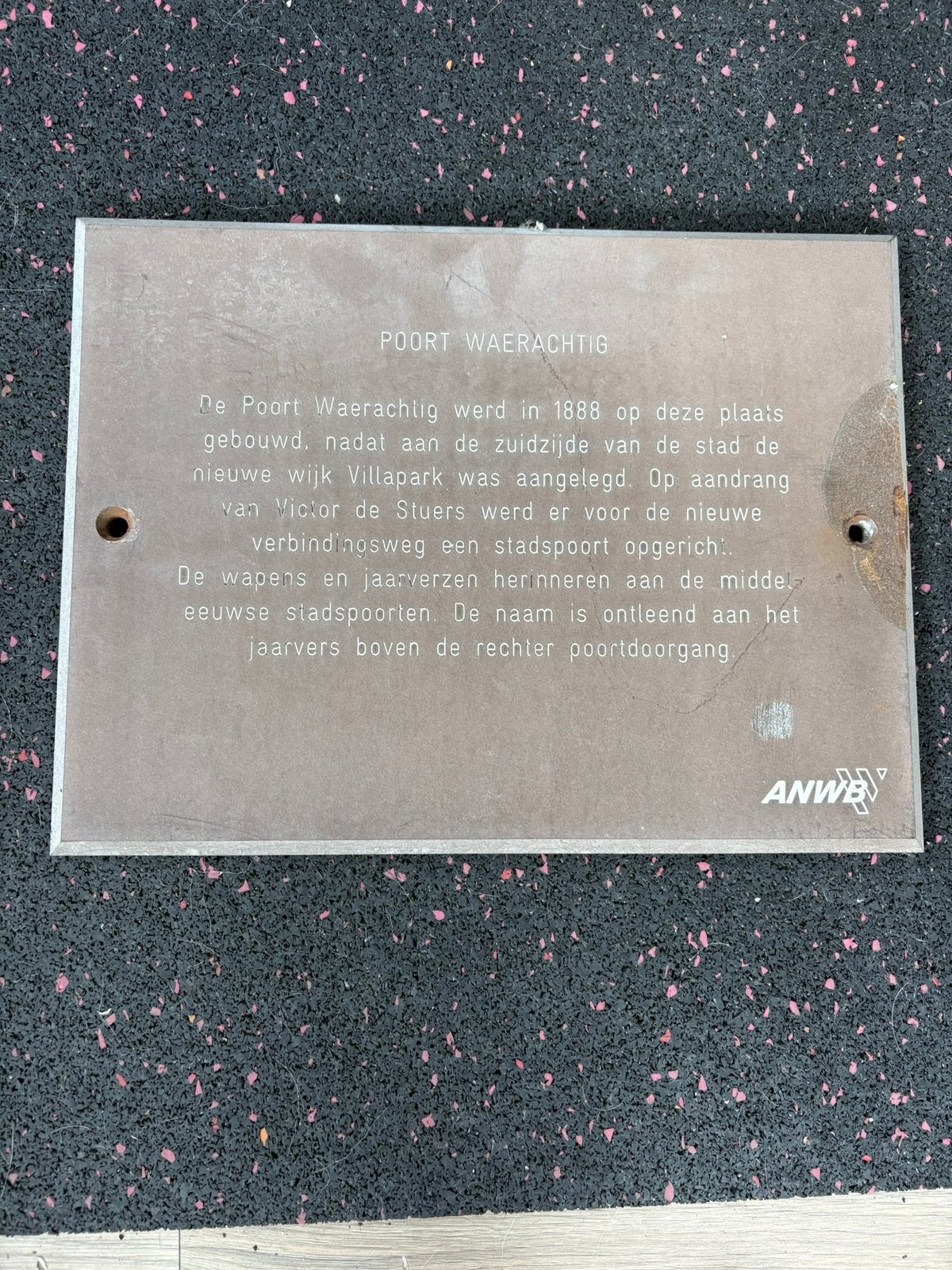 Origineel ANWB monumentenbord Poort Waerachtig Maastricht, Antiek en Kunst, Antiek | Wandborden en Tegels, Verzenden