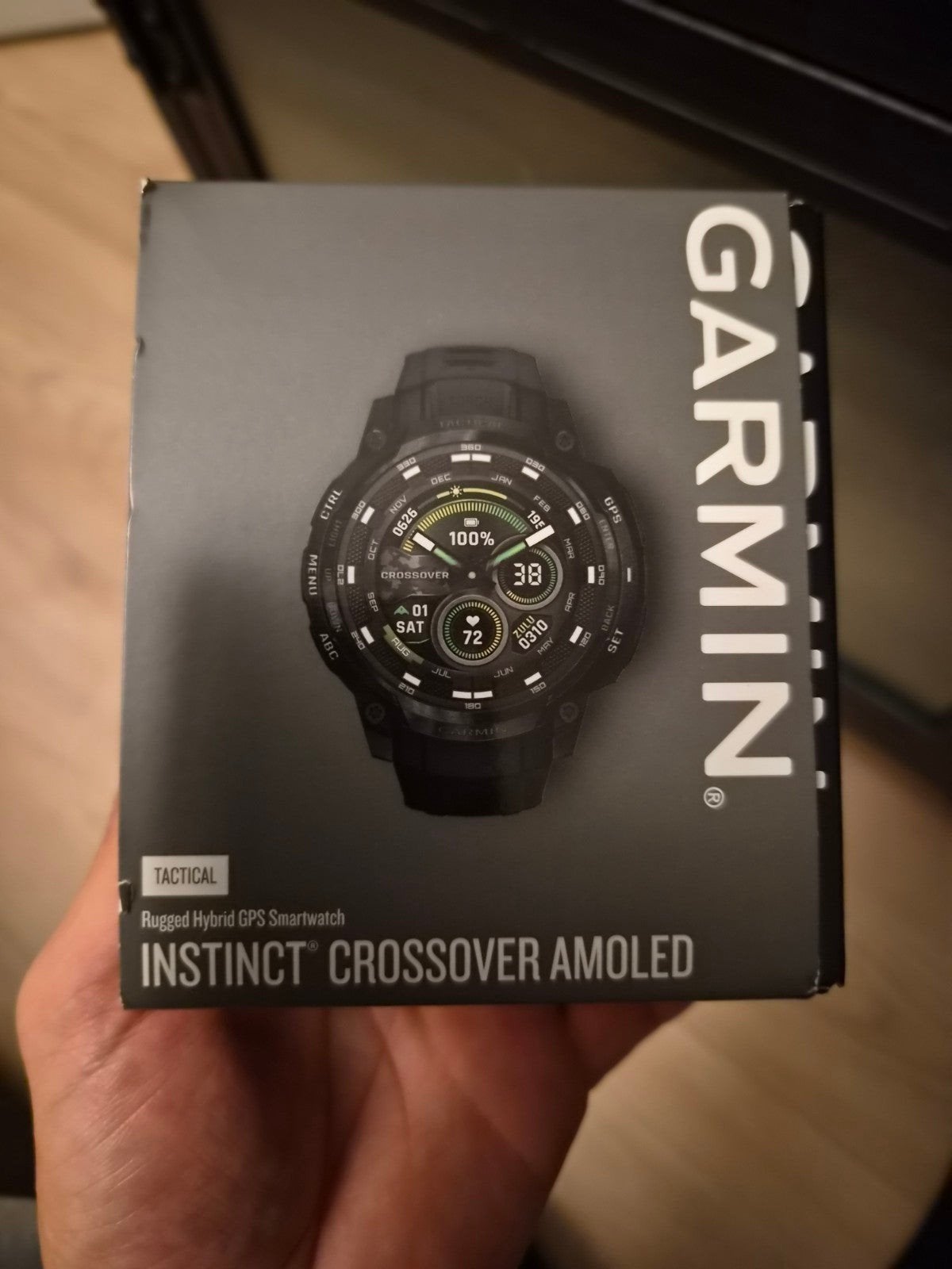 Garmin Instinct Crossover AMOLED Tactical Smartwatch, Zwart, Garmin, Ophalen of Verzenden, Zo goed als nieuw