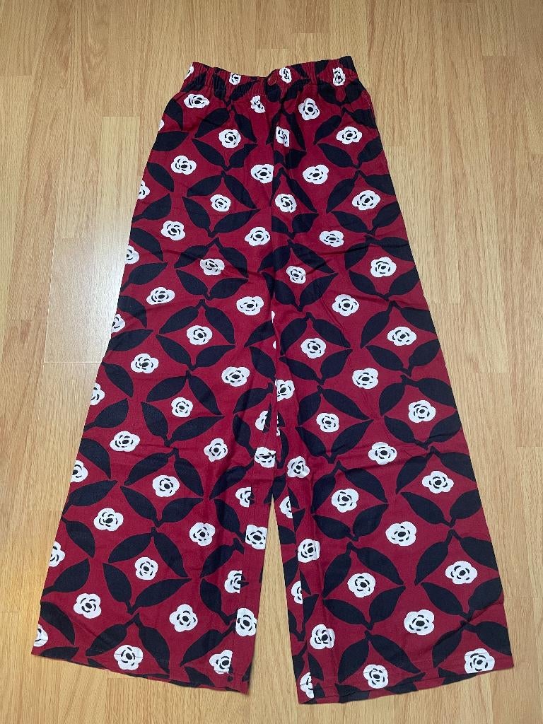 Uniqlo Marimekko pyjamabroek rood-blauw bloemen maat XS, Uniqlo, Ophalen of Verzenden, Zo goed als nieuw, Maat 34 (XS) of kleiner